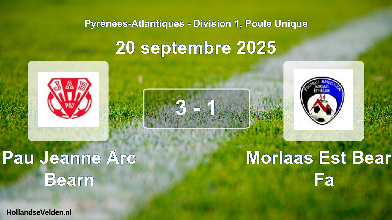 Gespeelde wedstrijd: Pau Jeanne Arc Bearn - Morlaas Est Bearn Fa 3 - 1 (20 septembre 2025)