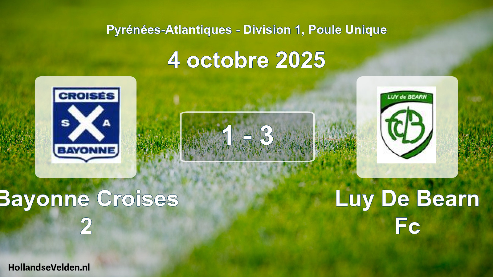 Gespeelde wedstrijd: Bayonne Croises 2 - Luy De Bearn Fc 1 - 3 (4 octobre 2025)