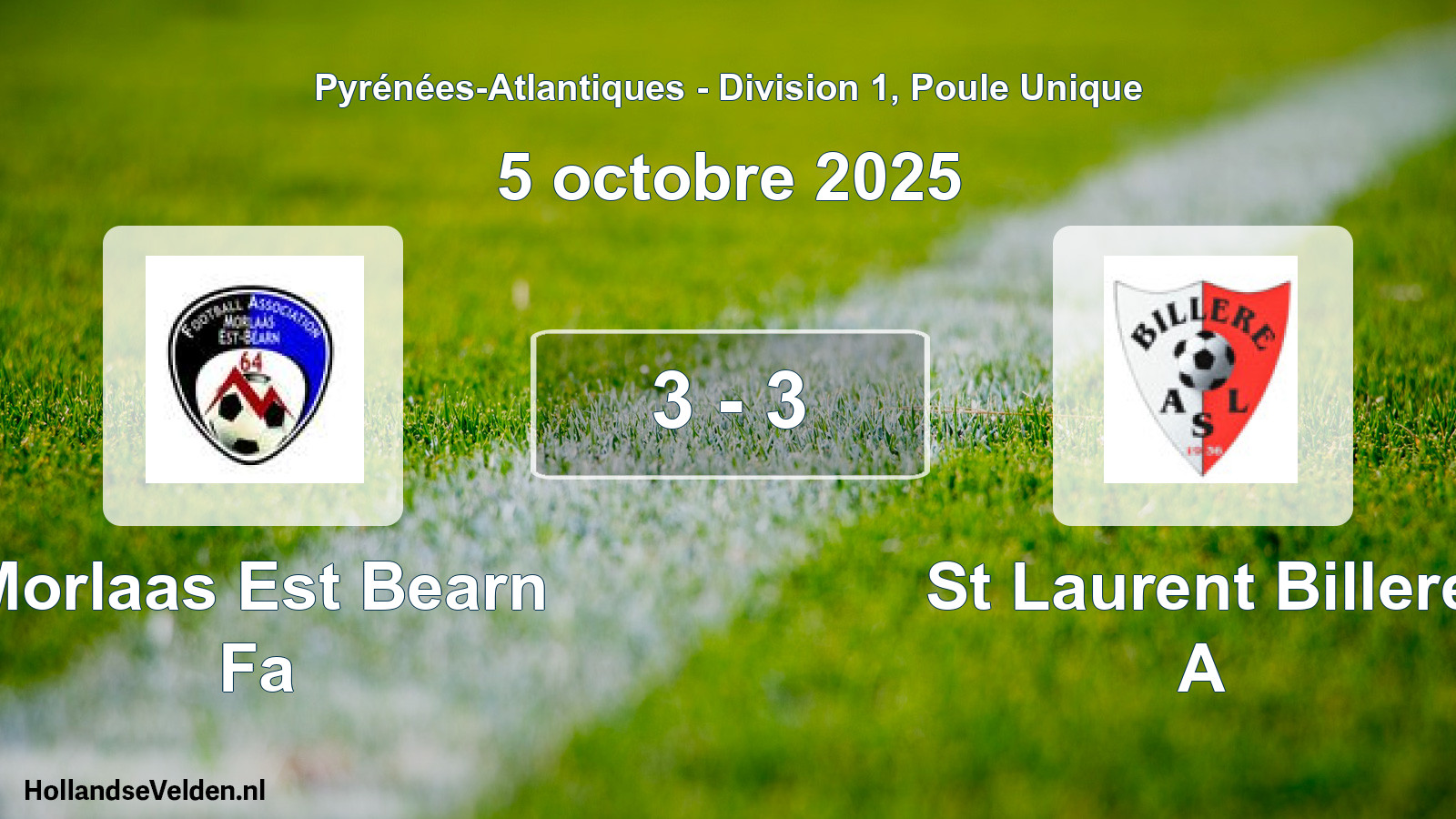 Total number of matches played: Morlaas Est Bearn Fa - St Laurent Billere A 3 - 3 (5 October 2025)