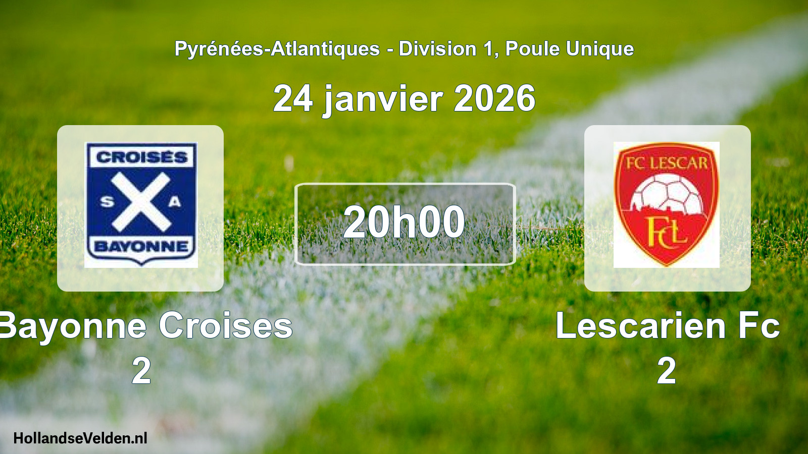 Scheduled Match: Bayonne Croises 2 - Lescarien Fc 2 (24 January 2026)
