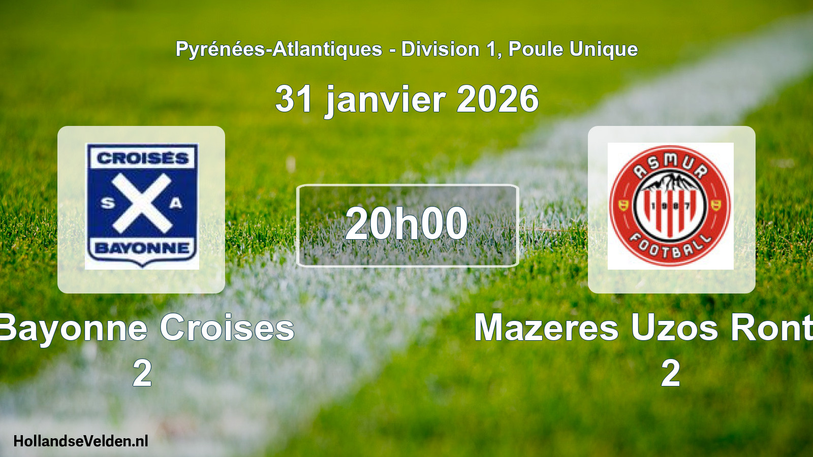 Scheduled Match: Bayonne Croises 2 - Mazeres Uzos Rontign 2 (31 January 2026)