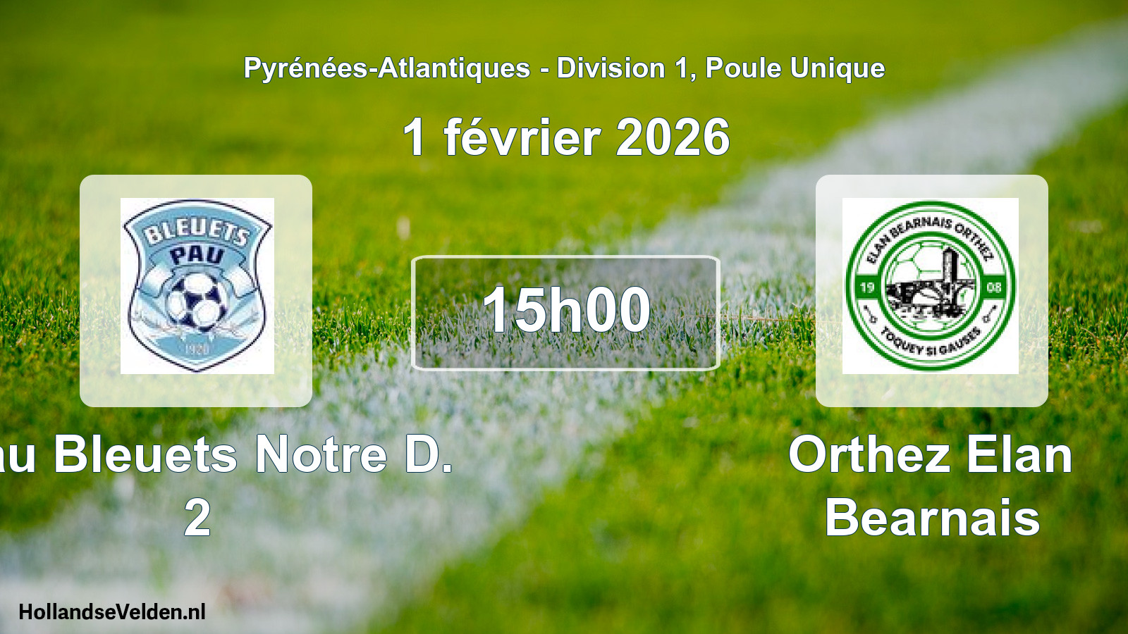 Scheduled Match: Pau Bleuets Notre D. 2 - Orthez Elan Bearnais (1 February 2026)
