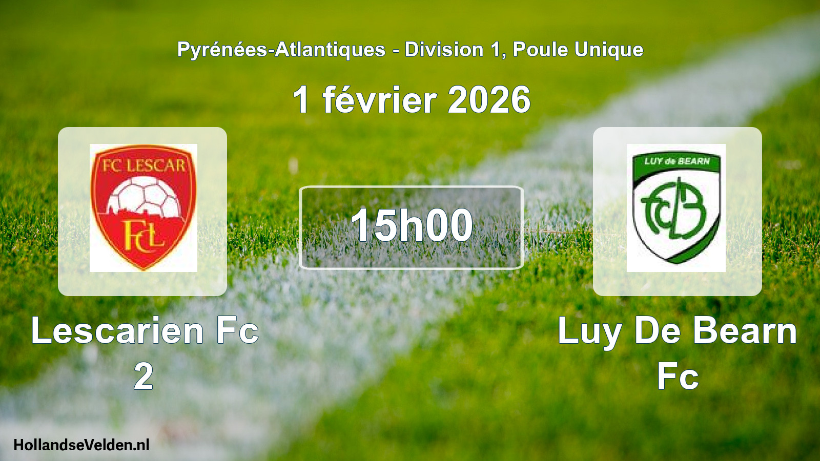 Geplande wedstrijd: Lescarien Fc 2 - Luy De Bearn Fc (1 février 2026)