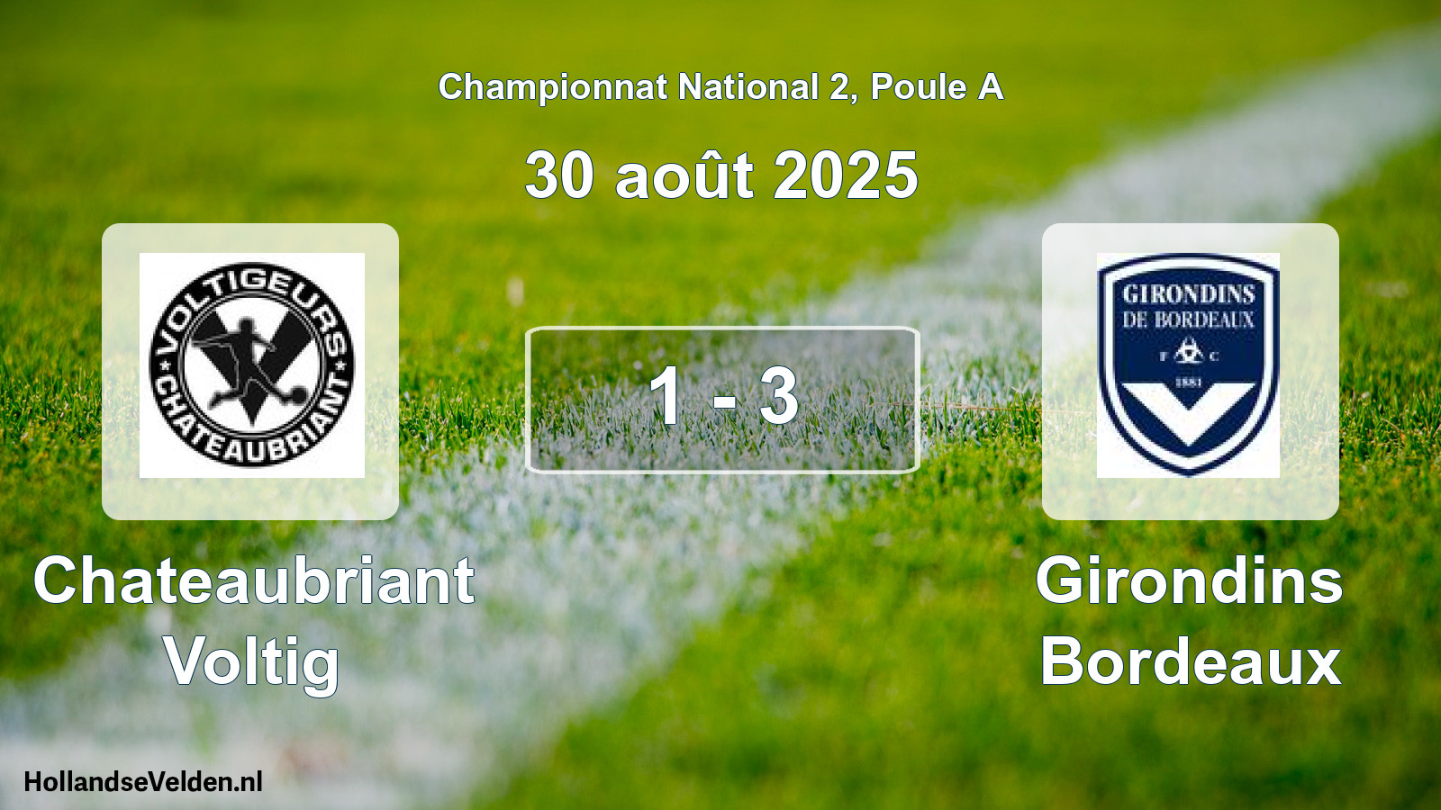 Gespeelde wedstrijd: Chateaubriant Voltig - Girondins Bordeaux 1 - 3 (30 août 2025)