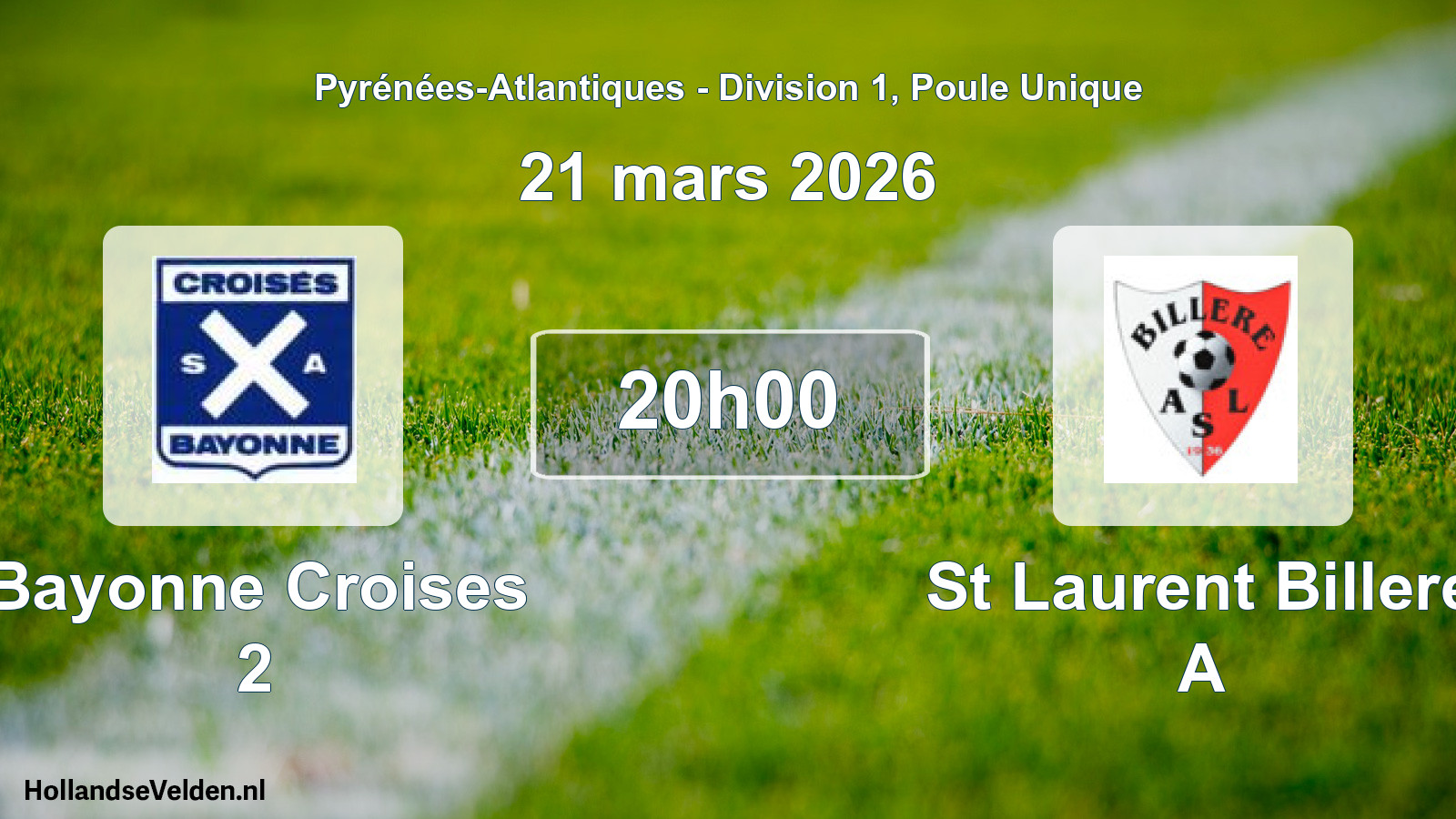 Geplande wedstrijd: Bayonne Croises 2 - St Laurent Billere A (21 mars 2026)