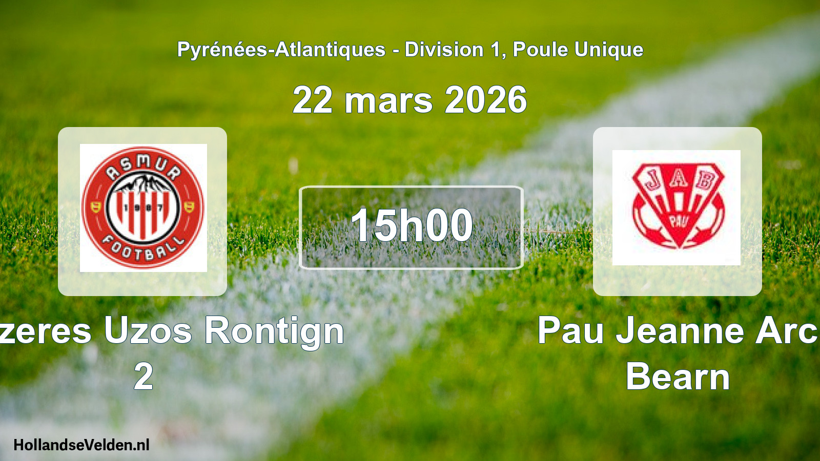 Geplande wedstrijd: Mazeres Uzos Rontign 2 - Pau Jeanne Arc Bearn (22 mars 2026)