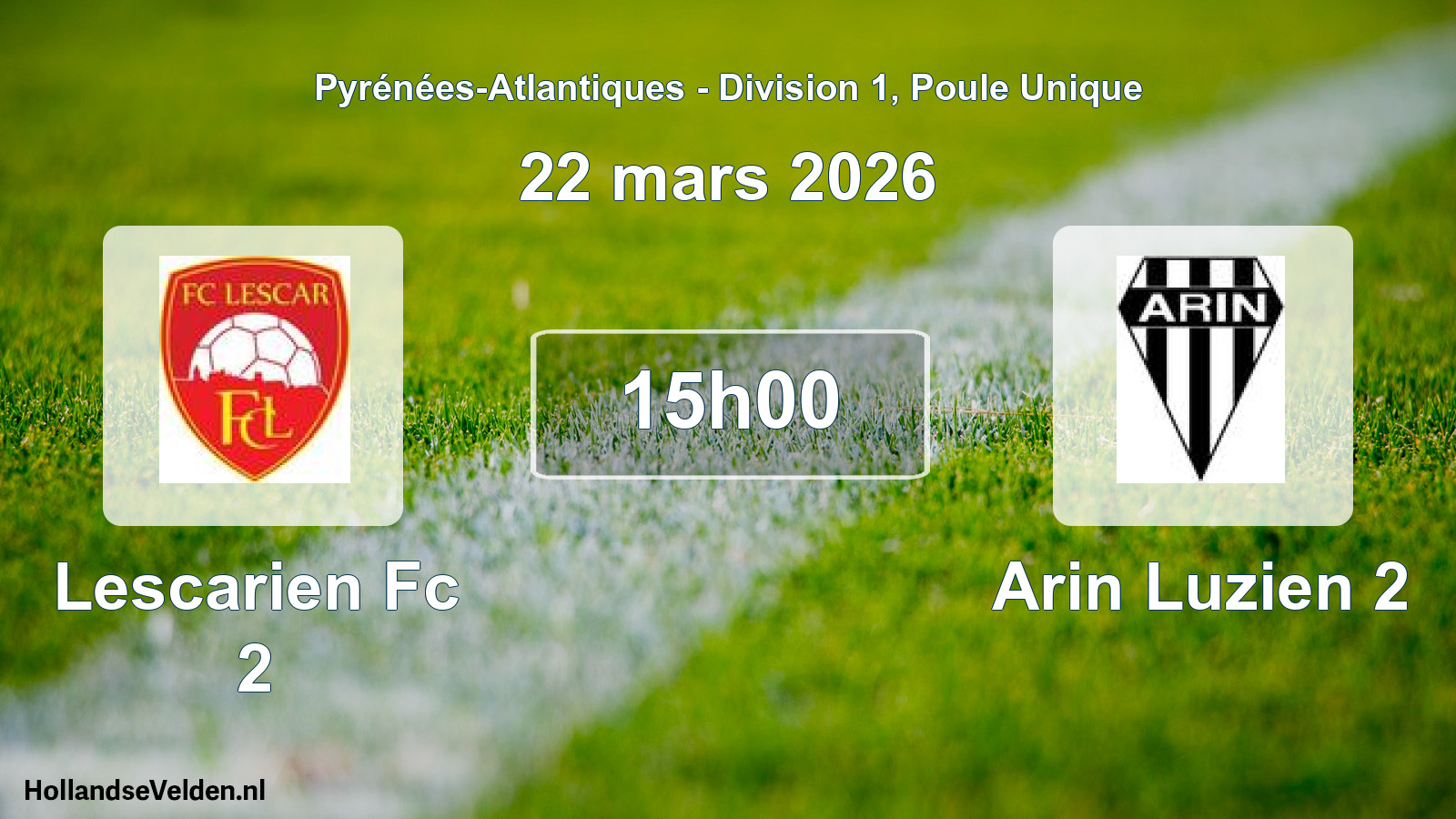 Scheduled Match: Lescarien Fc 2 - Arin Luzien 2 (22 March 2026)