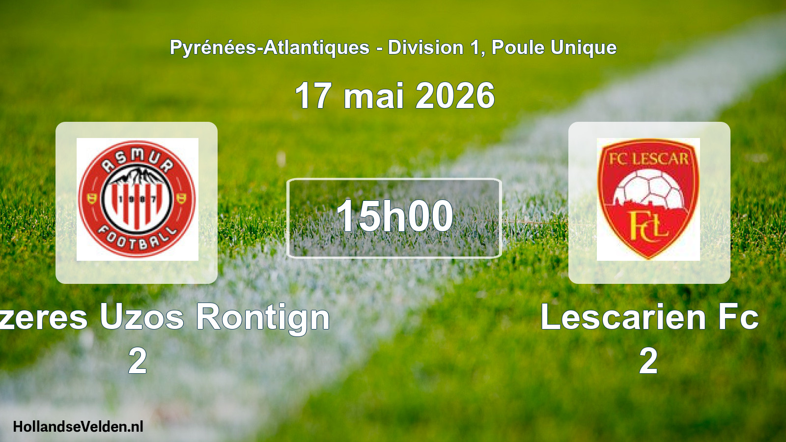 Scheduled Match: Mazeres Uzos Rontign 2 - Lescarien Fc 2 (17 May 2026)