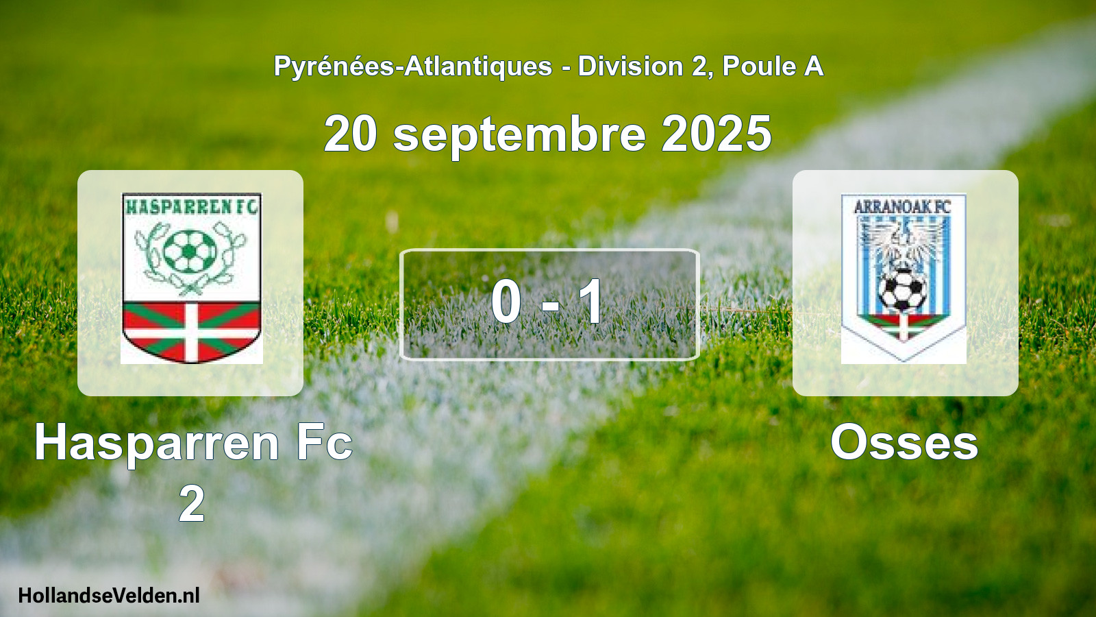 Gespeelde wedstrijd: Hasparren Fc 2 - Osses 0 - 1 (20 septembre 2025)