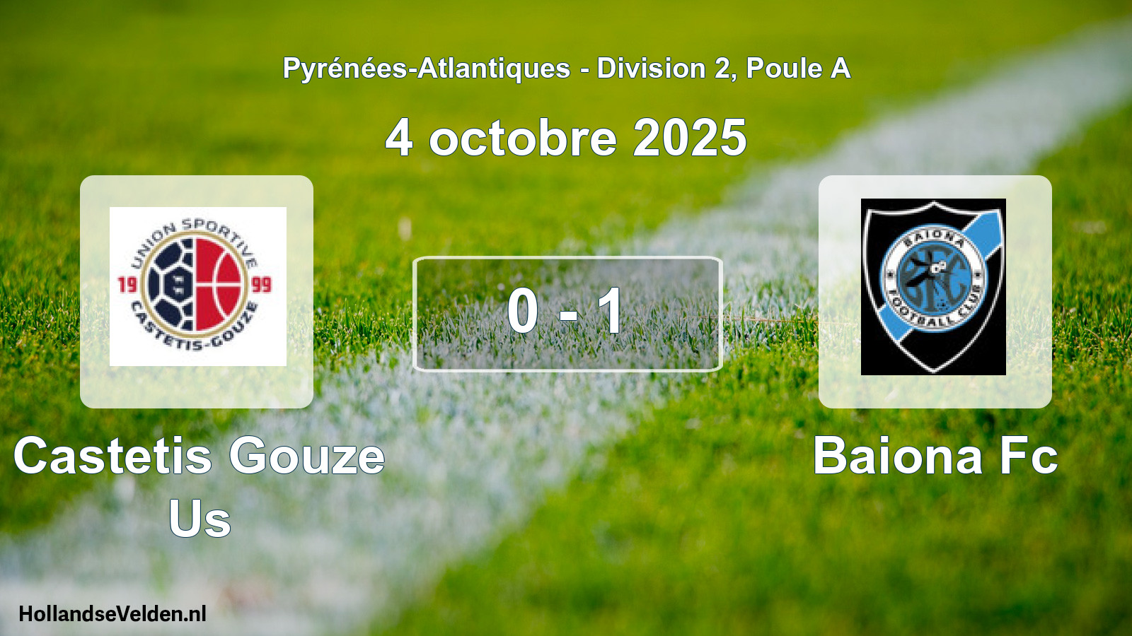 Gespeelde wedstrijd: Castetis Gouze Us - Baiona Fc 0 - 1 (4 octobre 2025)