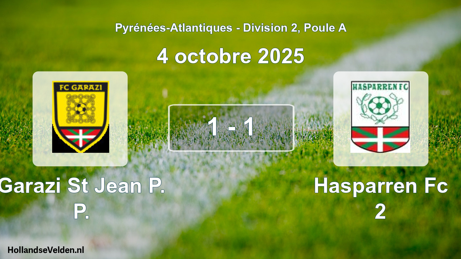 Total number of matches played: Garazi St Jean P. P. - Hasparren Fc 2 1 - 1 (4 October 2025)