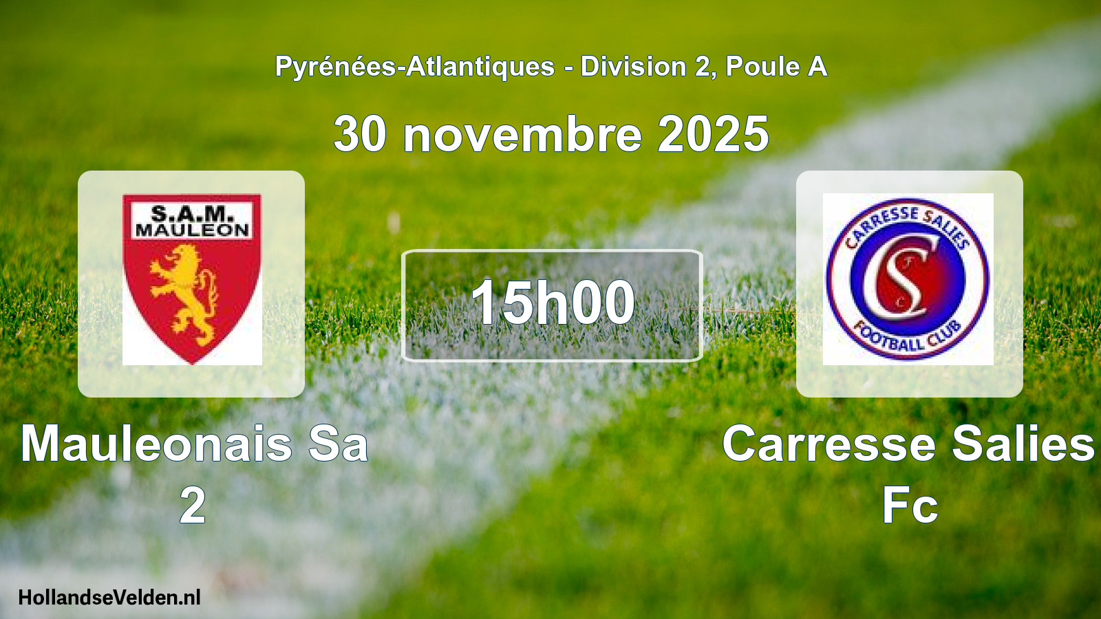 Scheduled Match: Mauleonais Sa 2 - Carresse Salies Fc (30 November 2025)