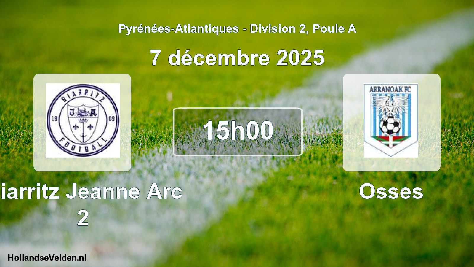 Geplande wedstrijd: Biarritz Jeanne Arc 2 - Osses (7 décembre 2025)