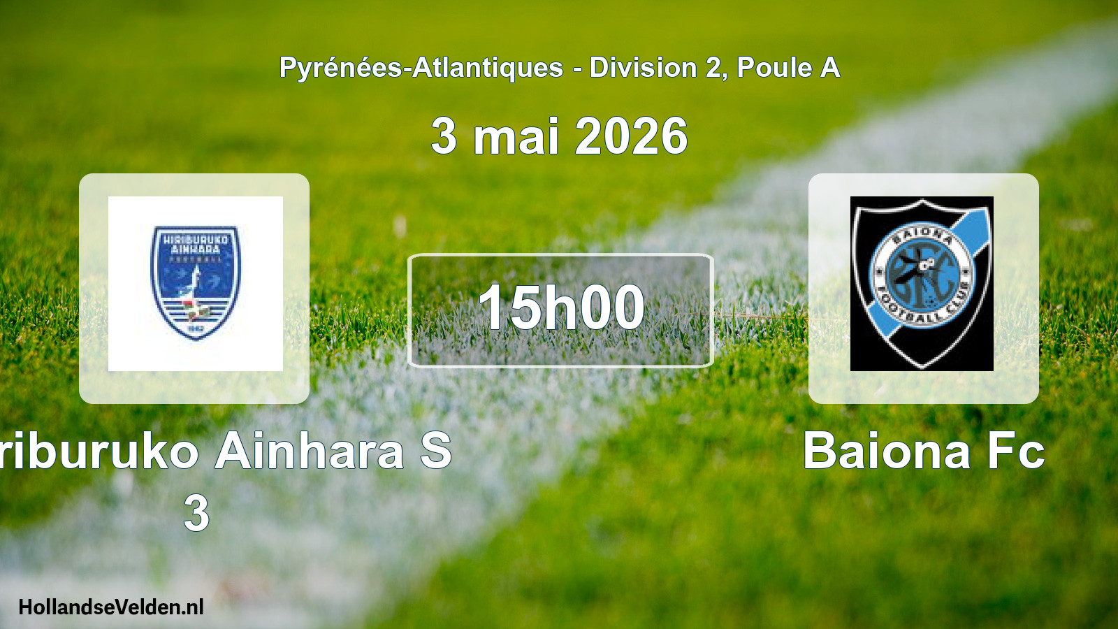 Geplande wedstrijd: Hiriburuko Ainhara S 3 - Baiona Fc (3 mai 2026)