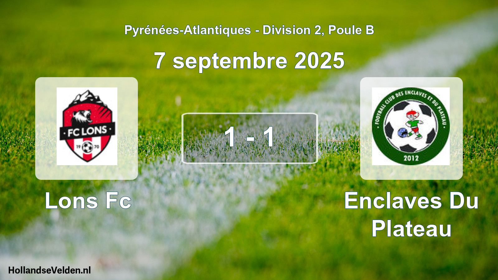 Gespeelde wedstrijd: Lons Fc - Enclaves Du Plateau 1 - 1 (7 septembre 2025)