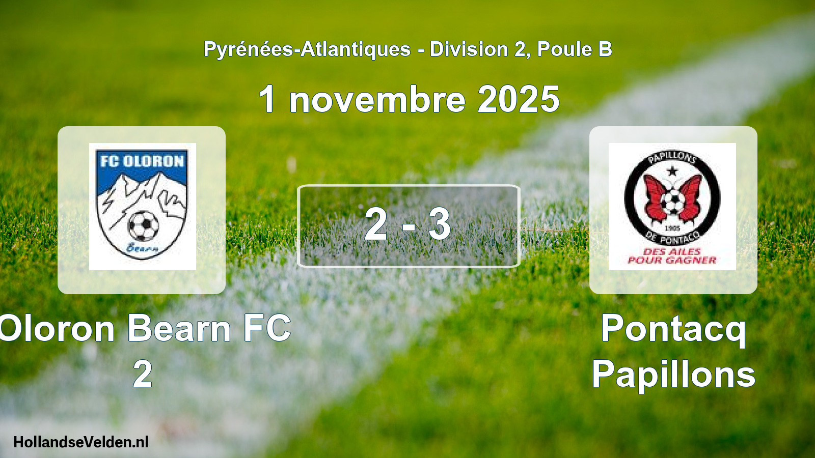 Gespeelde wedstrijd: Oloron Bearn FC 2 - Pontacq Papillons 2 - 3 (1 november 2025)