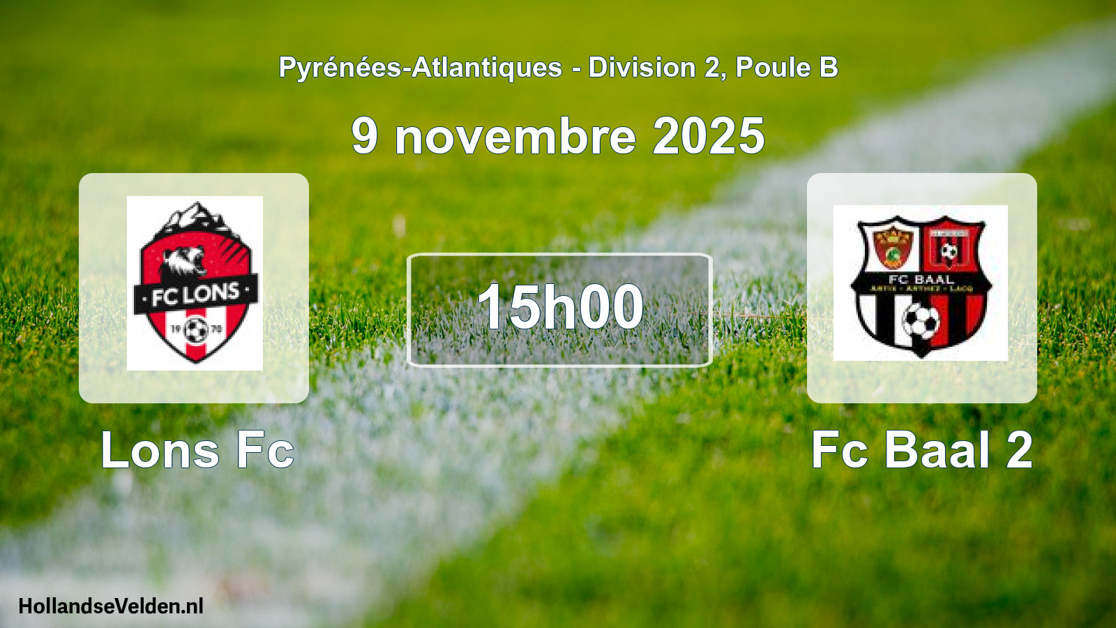 Geplande wedstrijd: Lons Fc - Fc Baal 2 (9 novembre 2025)