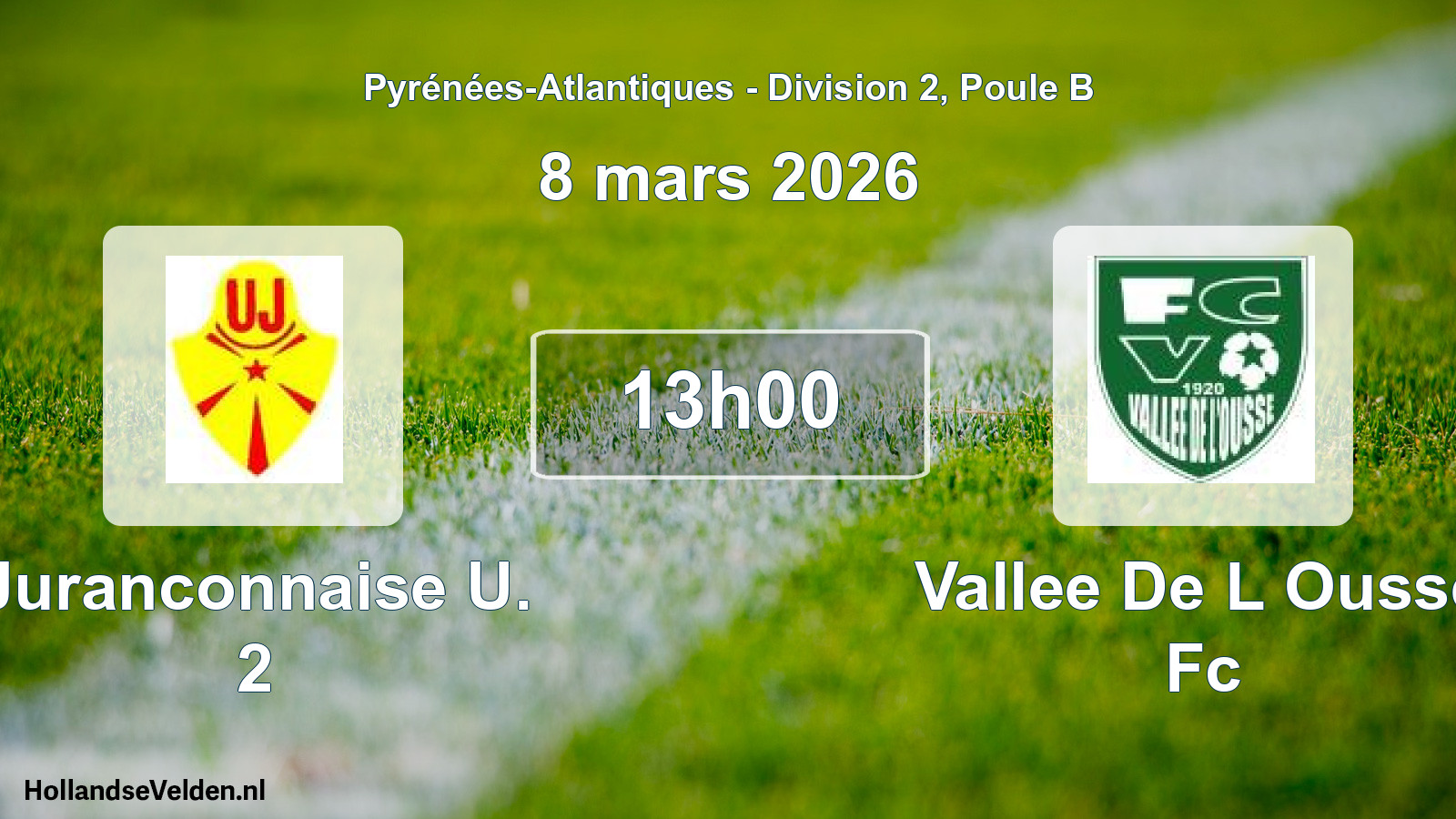 Scheduled Match: Juranconnaise U. 2 - Vallee De L Ousse Fc (8 March 2026)