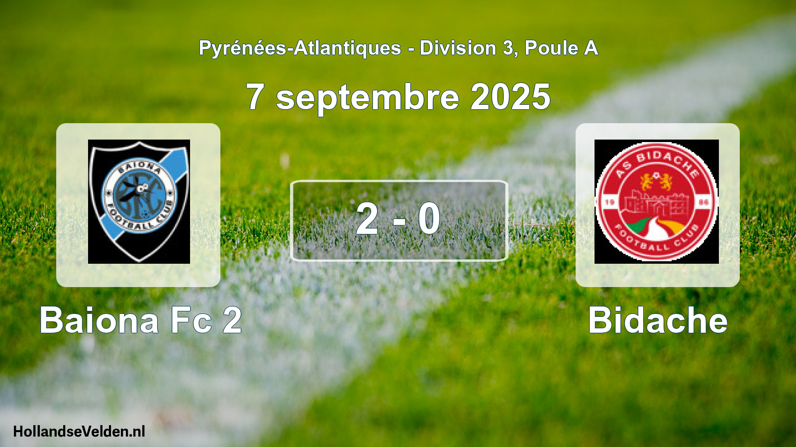 Gespeelde wedstrijd: Baiona Fc 2 - Bidache 2 - 0 (7 septembre 2025)