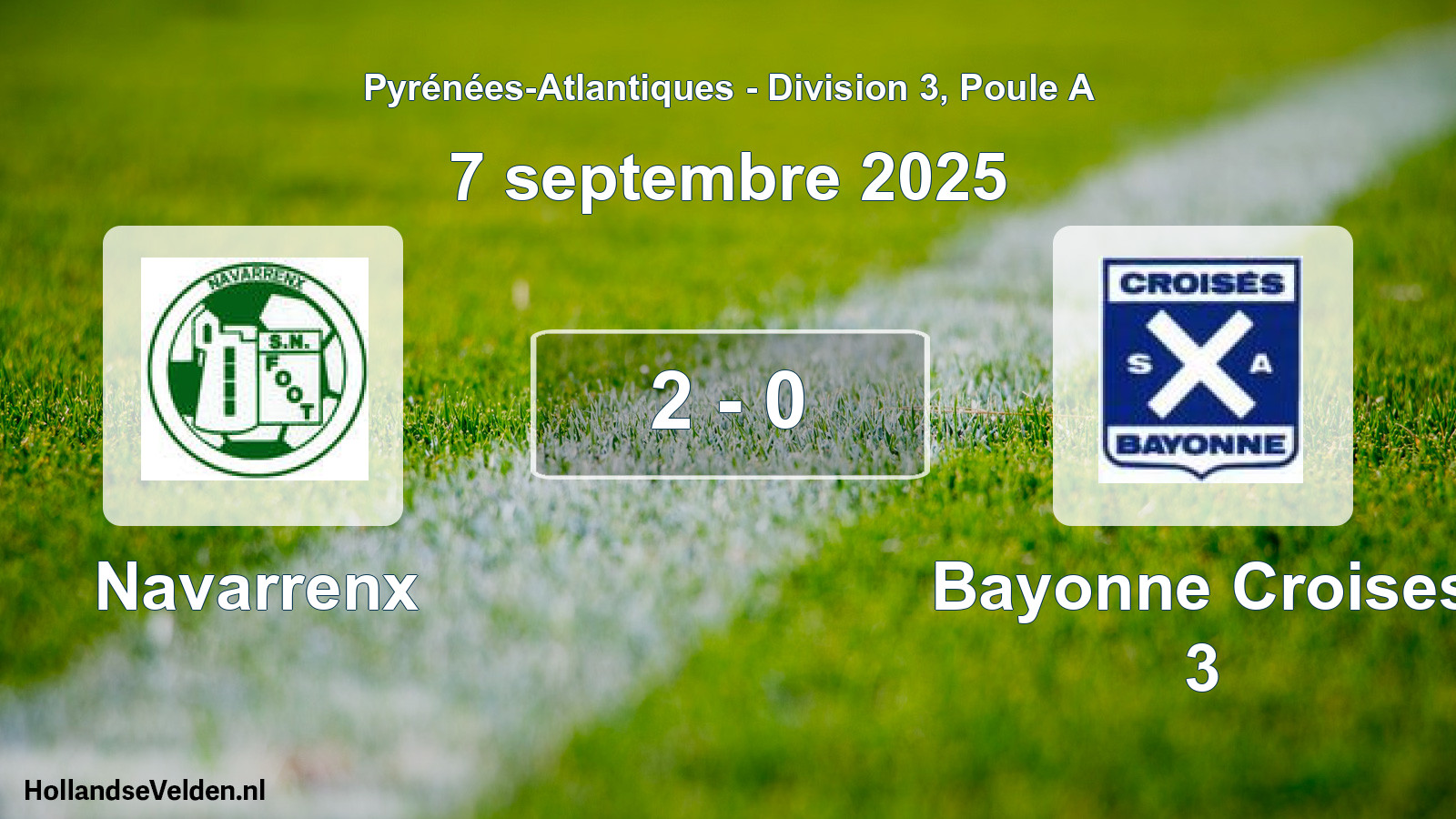 Gespeelde wedstrijd: Navarrenx - Bayonne Croises 3 2 - 0 (7 septembre 2025)