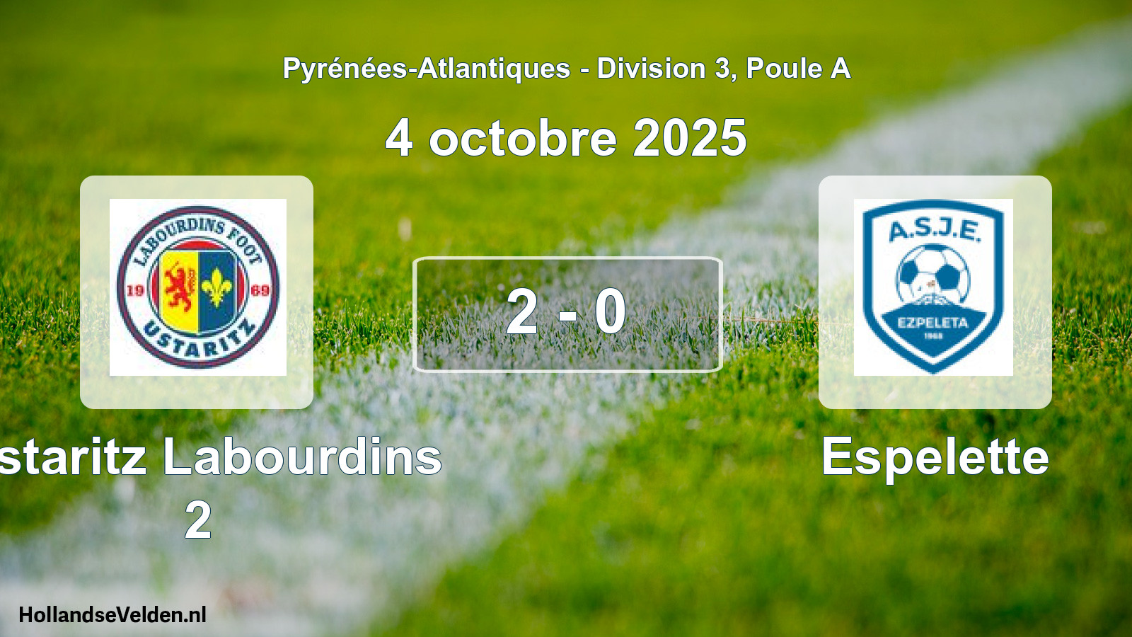 Total number of matches played: Ustaritz Labourdins 2 - Espelette 2 - 0 (4 October 2025)