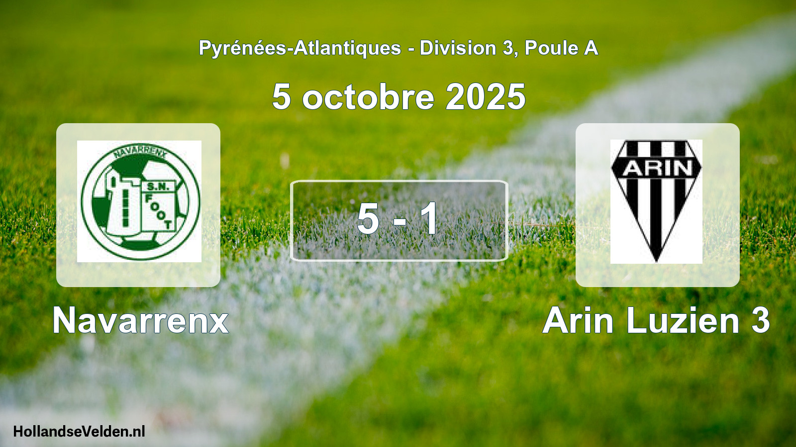 Gespeelde wedstrijd: Navarrenx - Arin Luzien 3 5 - 1 (5 octobre 2025)