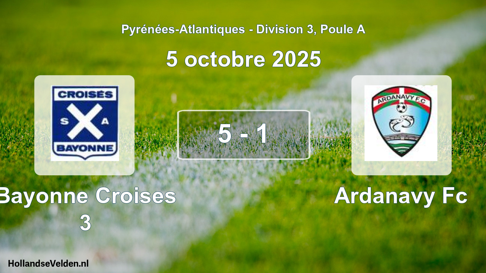 Gespeelde wedstrijd: Bayonne Croises 3 - Ardanavy Fc 5 - 1 (5 octobre 2025)