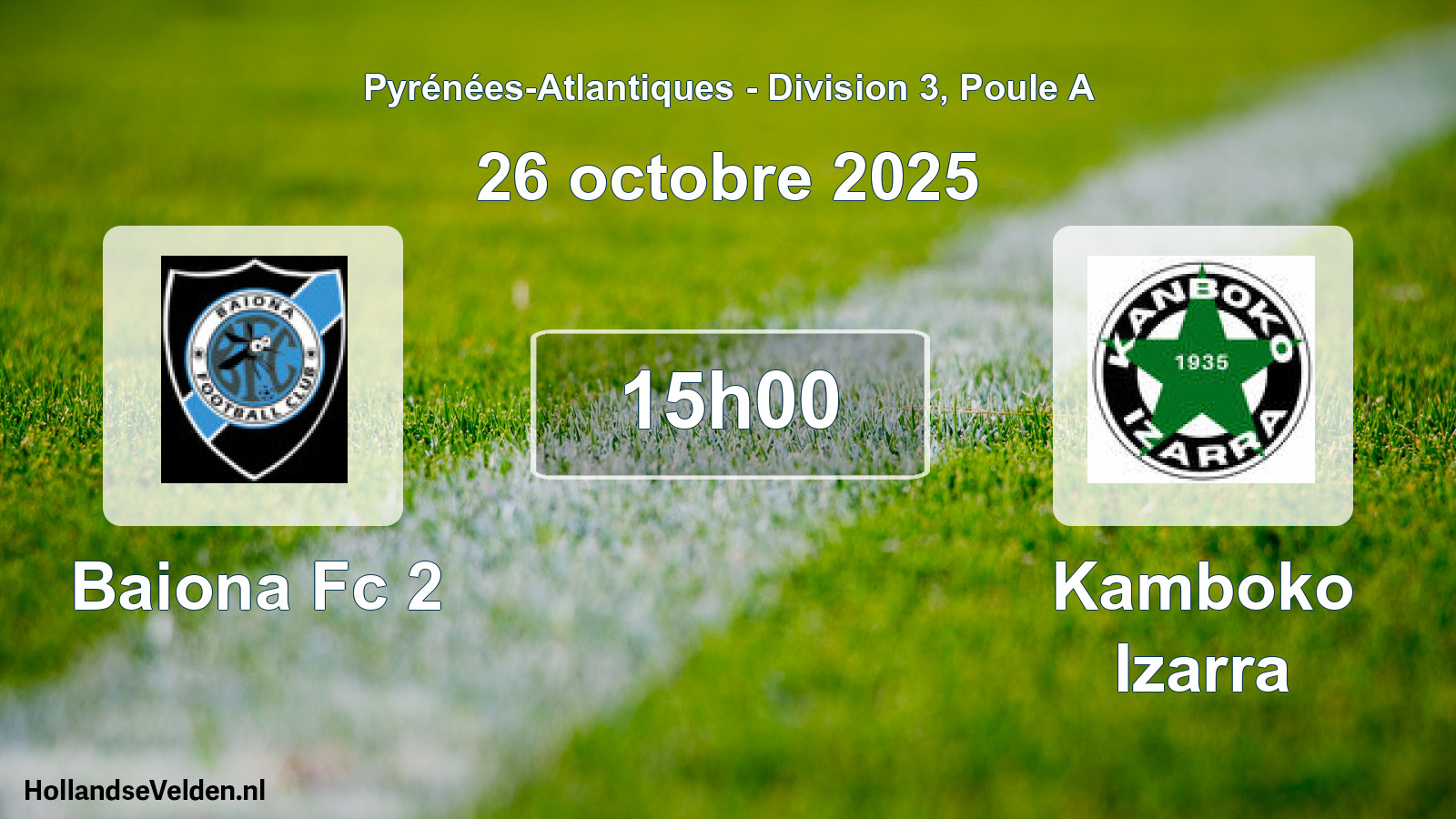 Geplande wedstrijd: Baiona Fc 2 - Kamboko Izarra (26 octobre 2025)