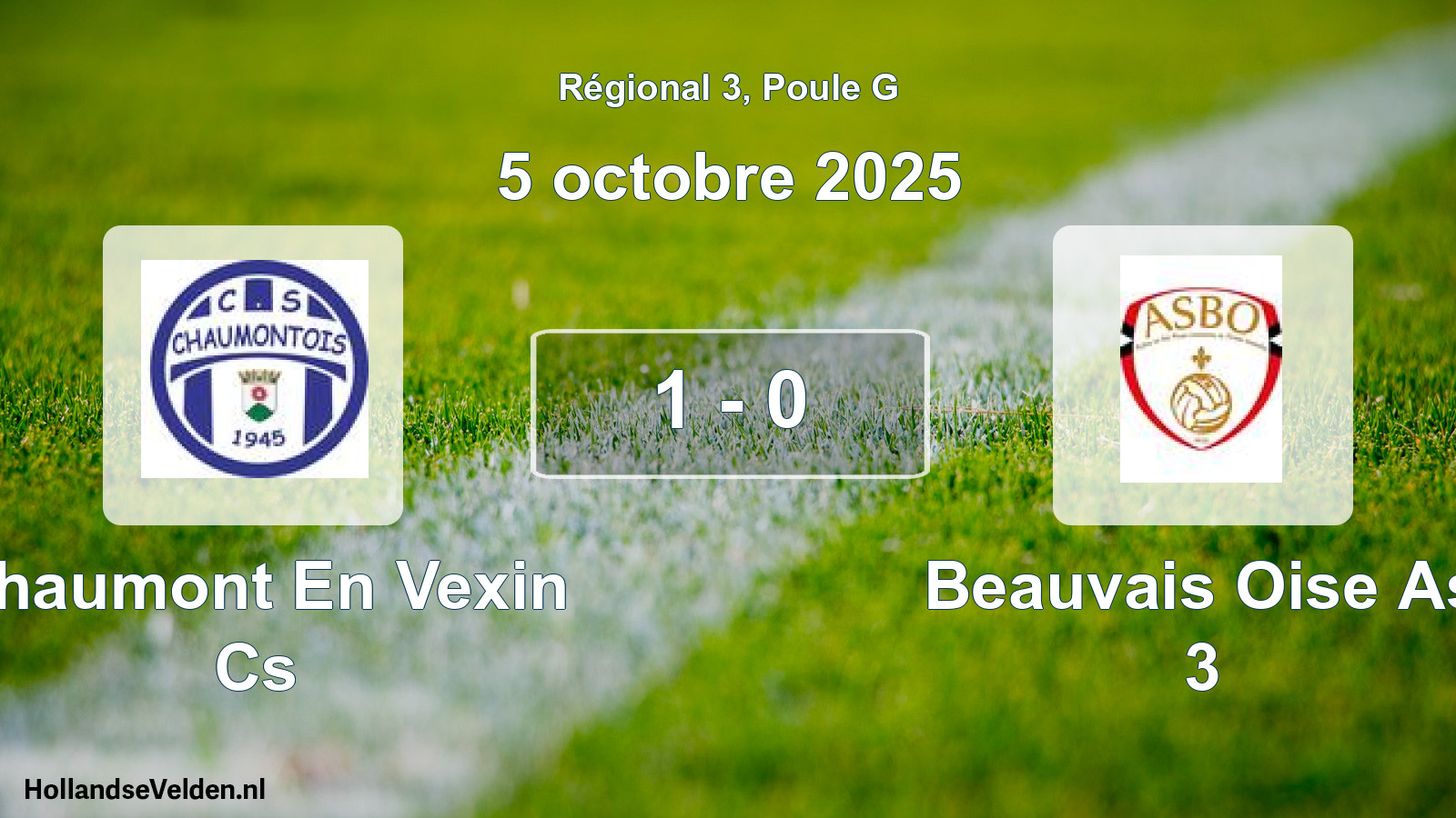 Gespeelde wedstrijd: Chaumont En Vexin Cs - Beauvais Oise As 3 1 - 0 (5 oktober 2025)