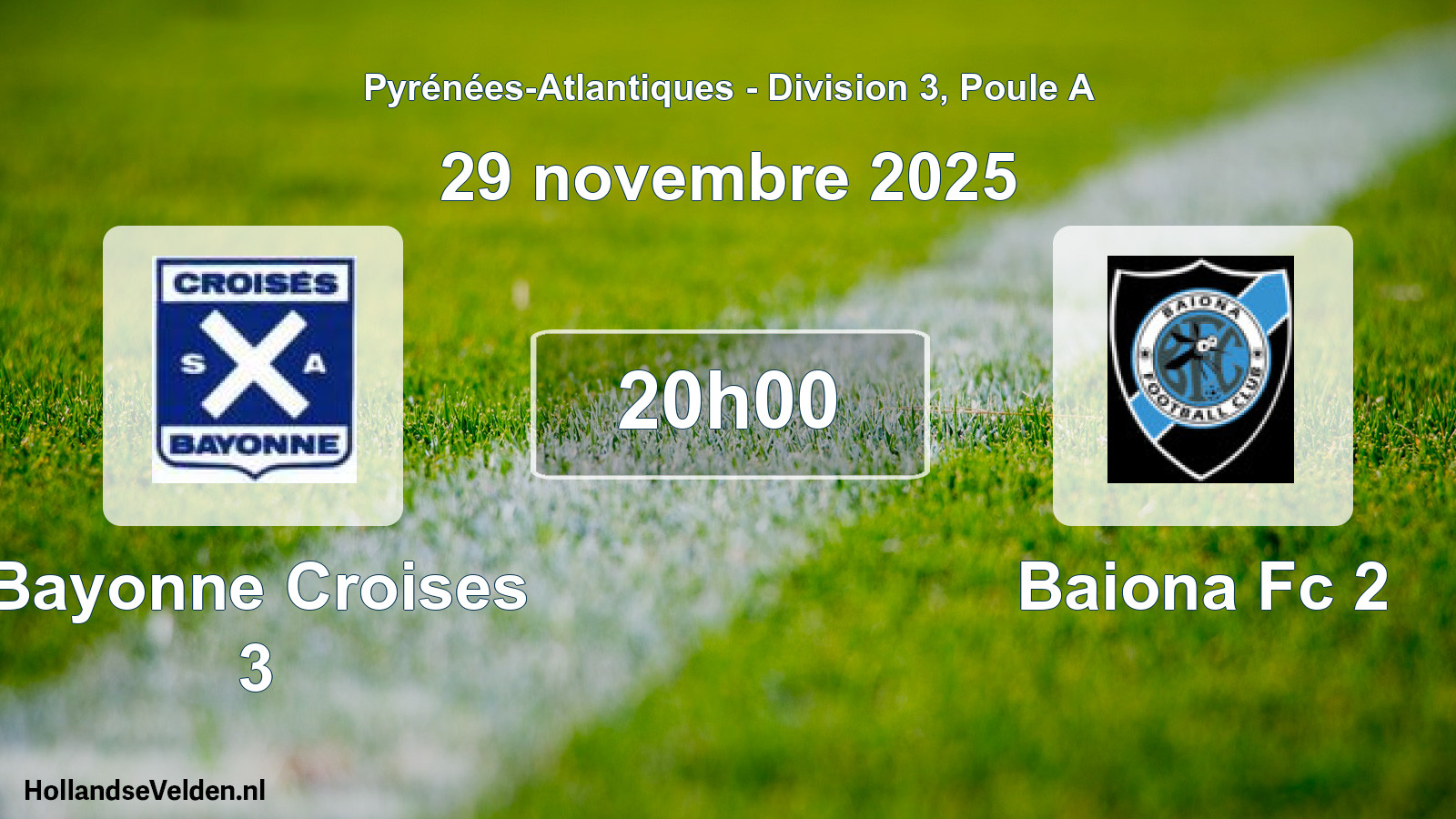Geplande wedstrijd: Bayonne Croises 3 - Baiona Fc 2 (29 november 2025)