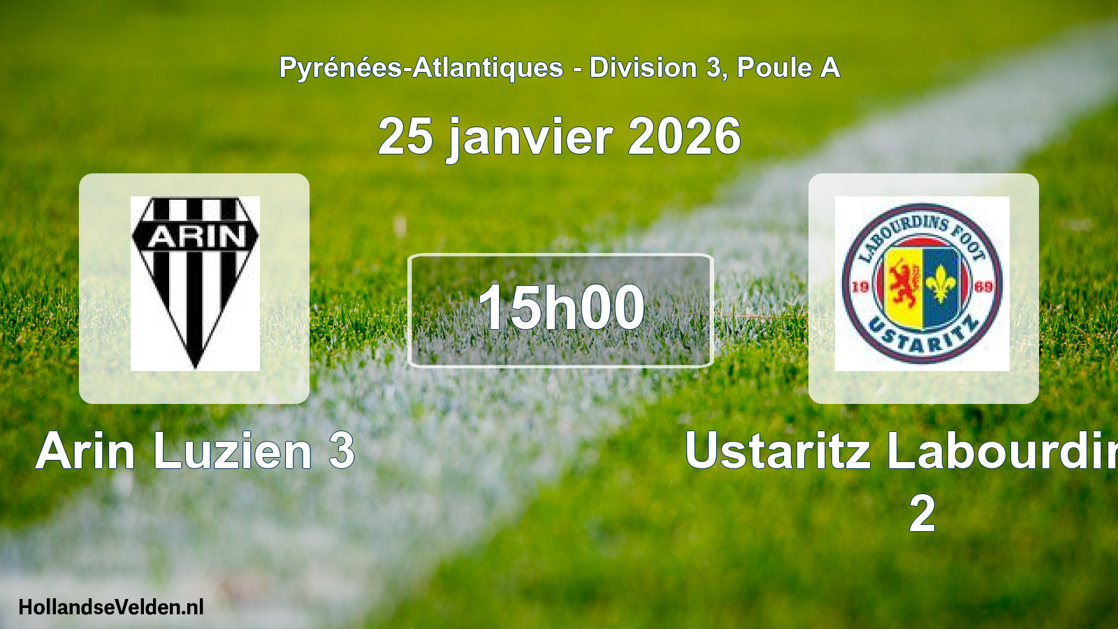 Geplande wedstrijd: Arin Luzien 3 - Ustaritz Labourdins 2 (25 janvier 2026)