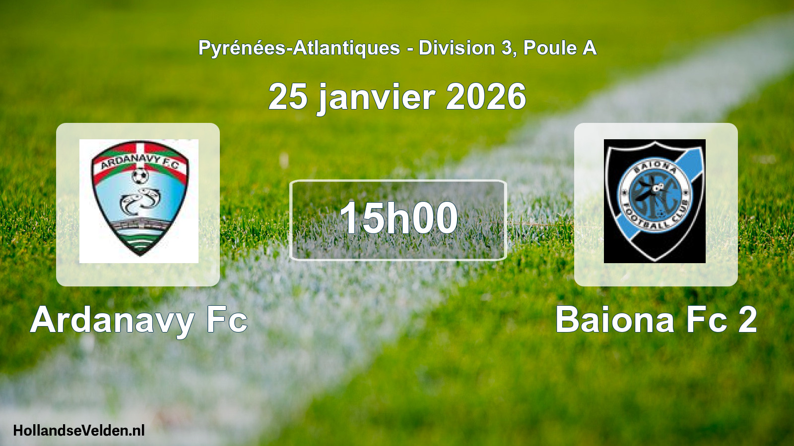 Geplande wedstrijd: Ardanavy Fc - Baiona Fc 2 (25 janvier 2026)