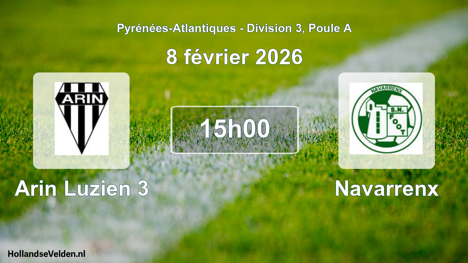 Geplande wedstrijd: Arin Luzien 3 - Navarrenx (8 février 2026)