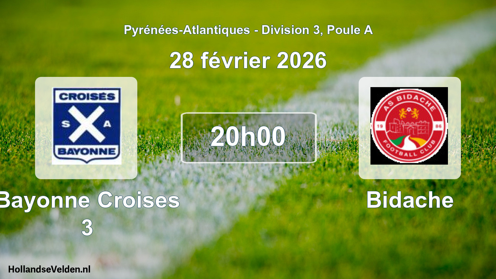 Geplande wedstrijd: Bayonne Croises 3 - Bidache (28 février 2026)