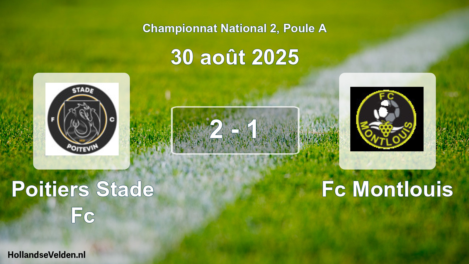 Gespeelde wedstrijd: Poitiers Stade Fc - Fc Montlouis 2 - 1 (30 août 2025)