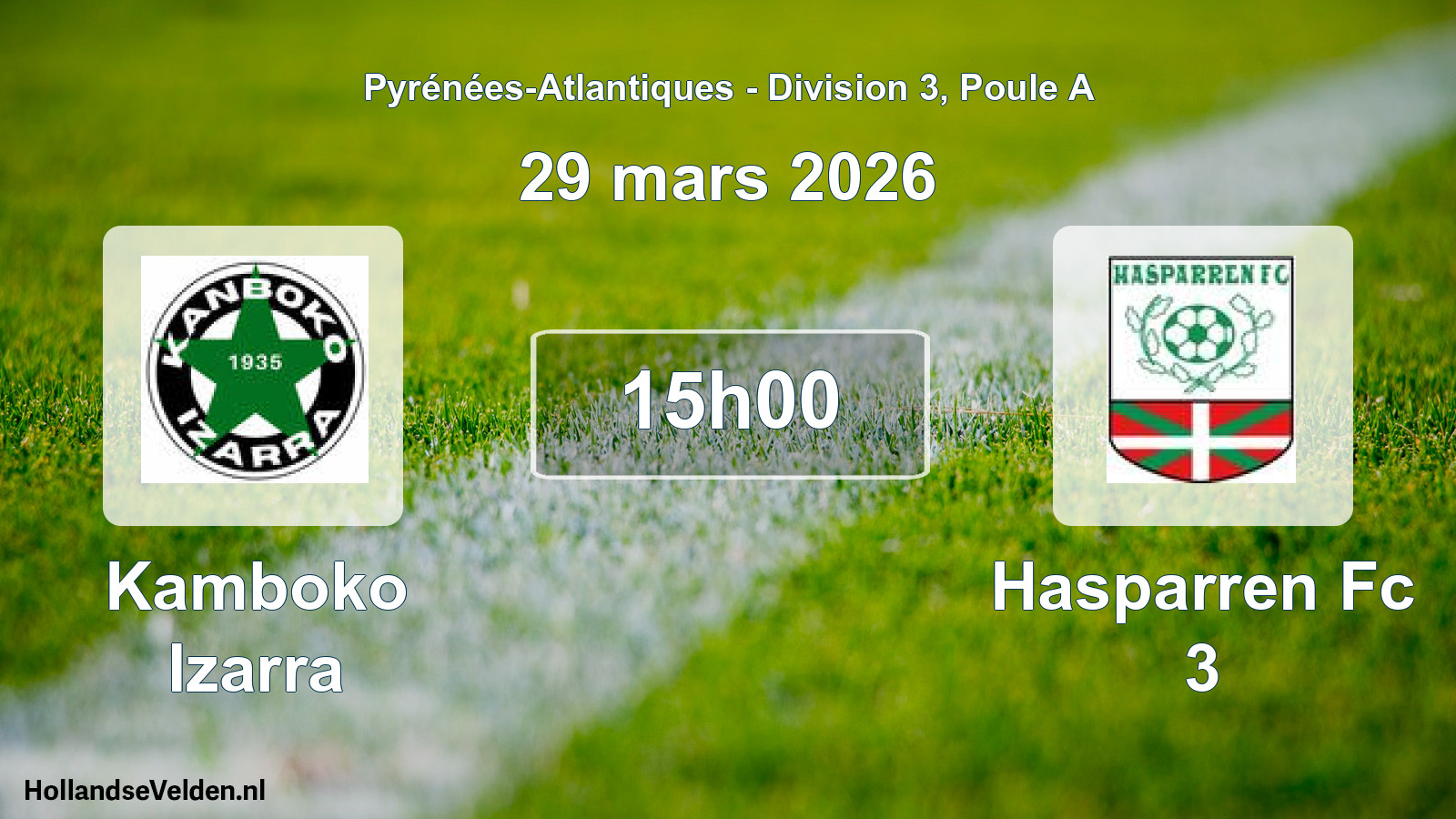 Geplande wedstrijd: Kamboko Izarra - Hasparren Fc 3 (29 maart 2026)