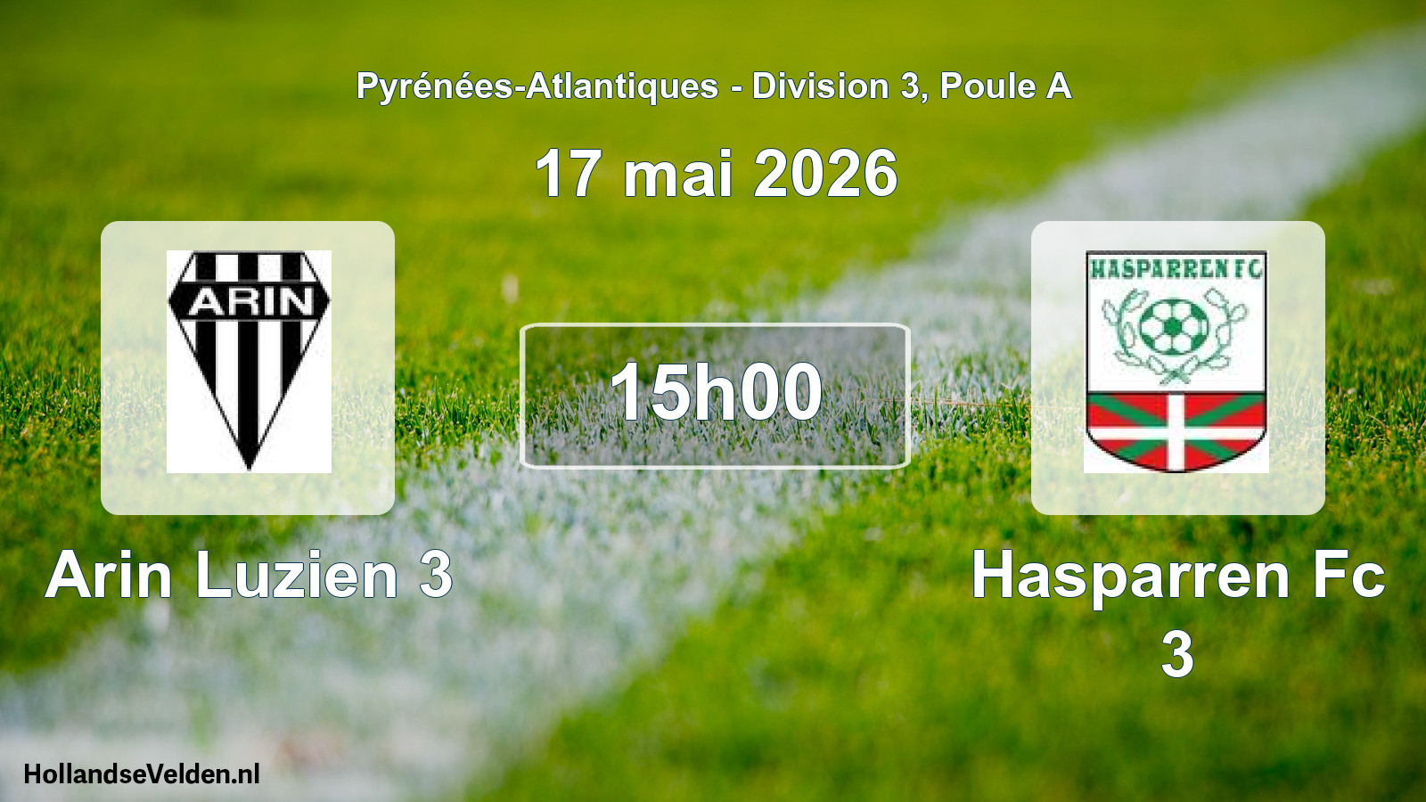 Geplande wedstrijd: Arin Luzien 3 - Hasparren Fc 3 (17 mai 2026)