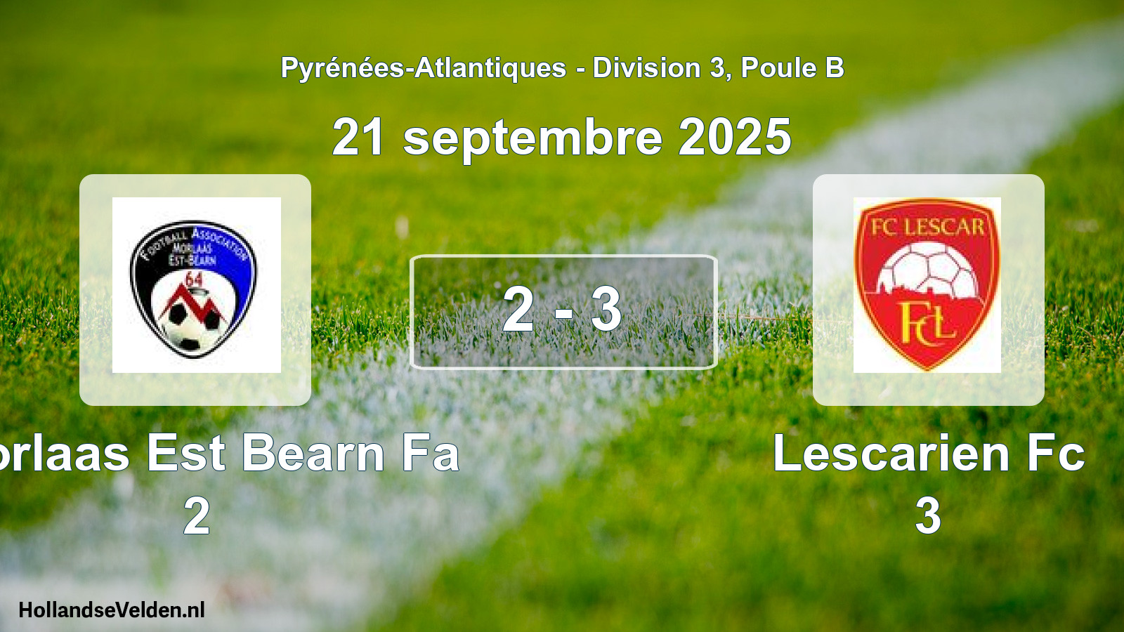 Total number of matches played: Morlaas Est Bearn Fa 2 - Lescarien Fc 3 2 - 3 (21 September 2025)