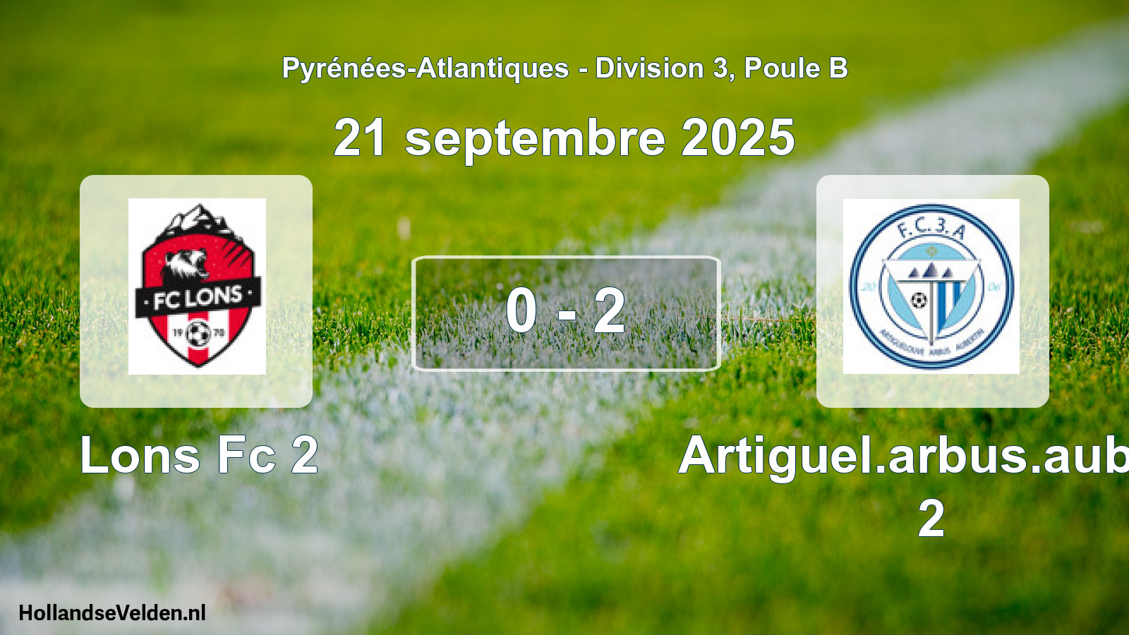 Total number of matches played: Lons Fc 2 - Artiguel.arbus.auber 2 0 - 2 (21 September 2025)