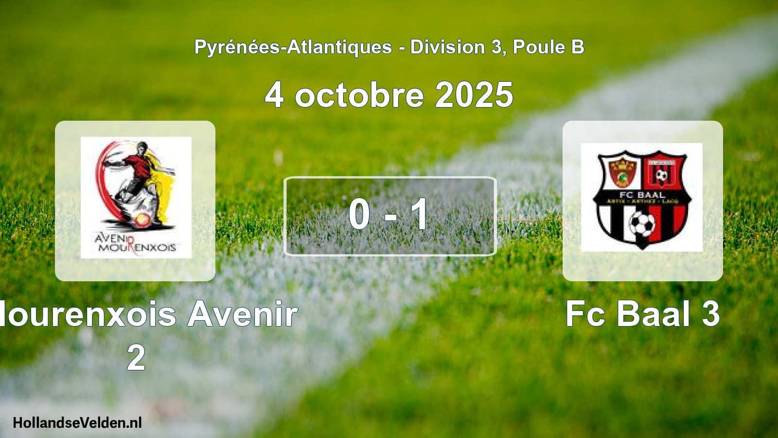 Gespeelde wedstrijd: Mourenxois Avenir 2 - Fc Baal 3 0 - 1 (4 octobre 2025)