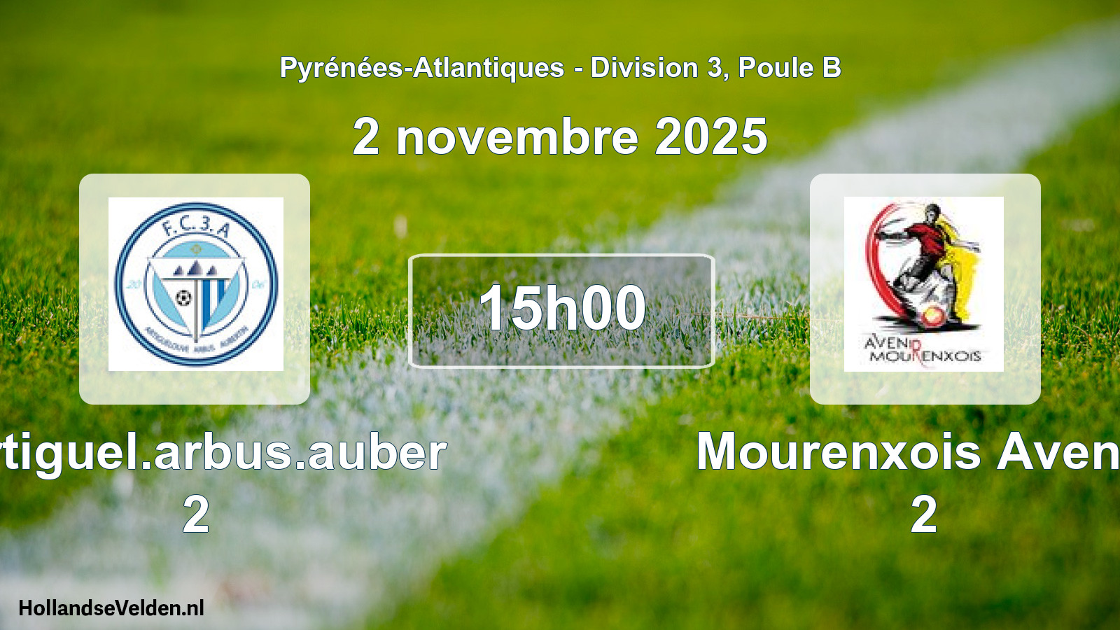 Geplande wedstrijd: Artiguel.arbus.auber 2 - Mourenxois Avenir 2 (2 novembre 2025)