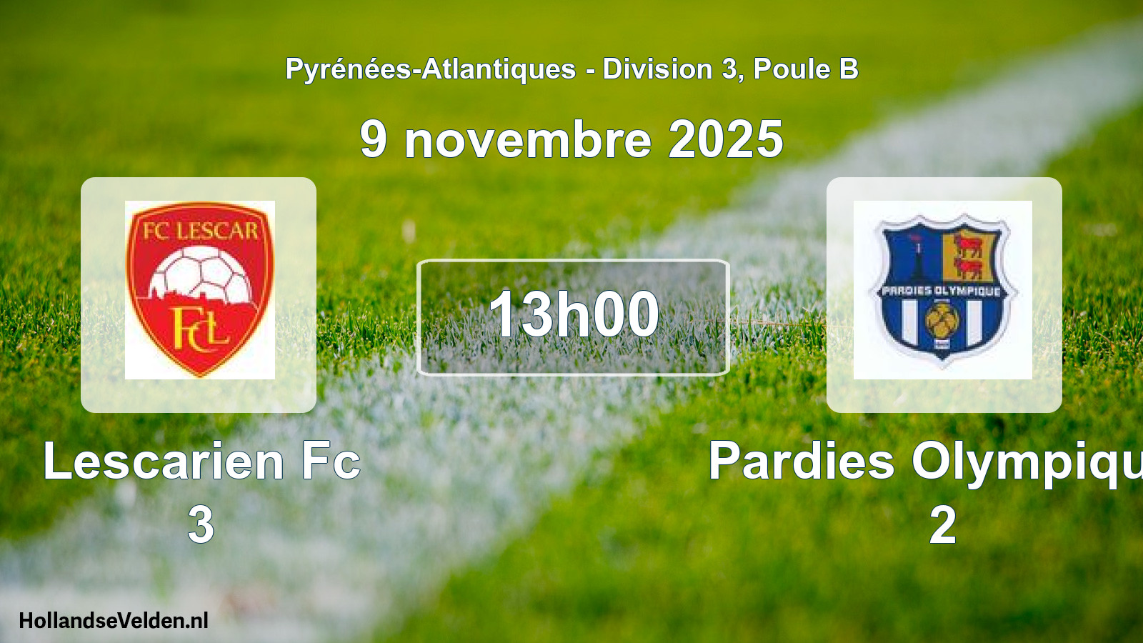 Scheduled Match: Lescarien Fc 3 - Pardies Olympique 2 (9 November 2025)