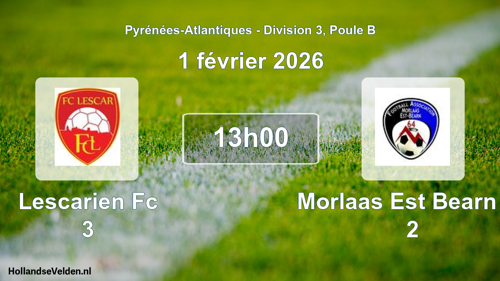 Scheduled Match: Lescarien Fc 3 - Morlaas Est Bearn Fa 2 (1 February 2026)