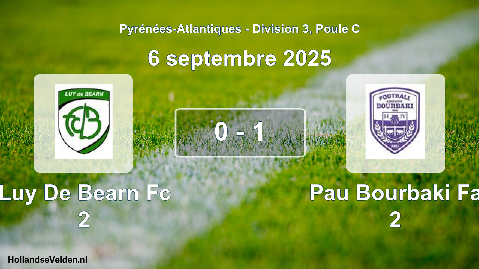 Gespeelde wedstrijd: Luy De Bearn Fc 2 - Pau Bourbaki Fa 2 0 - 1 (6 septembre 2025)