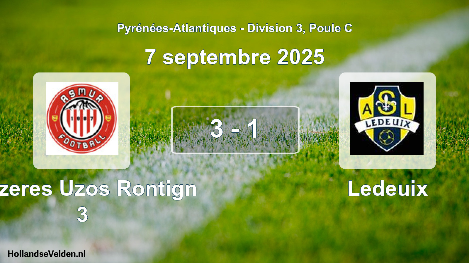 Gespeelde wedstrijd: Mazeres Uzos Rontign 3 - Ledeuix 3 - 1 (7 septembre 2025)