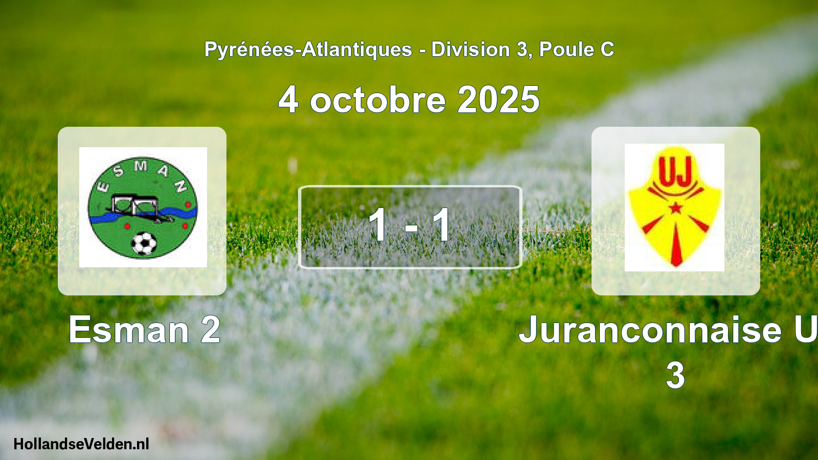 Gespeelde wedstrijd: Esman 2 - Juranconnaise U. 3 1 - 1 (4 octobre 2025)