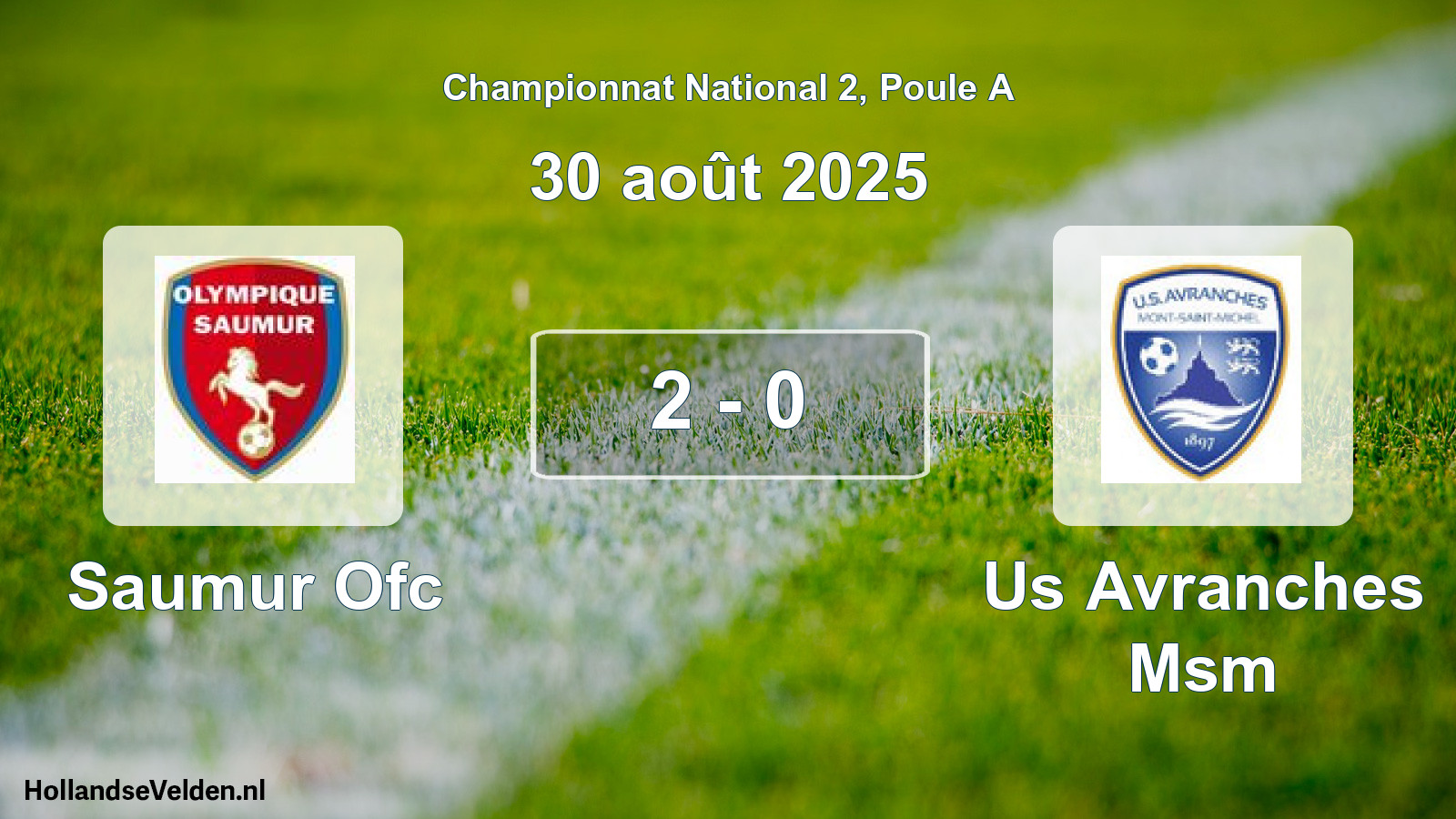 Gespeelde wedstrijd: Saumur Ofc - Us Avranches Msm 2 - 0 (30 août 2025)