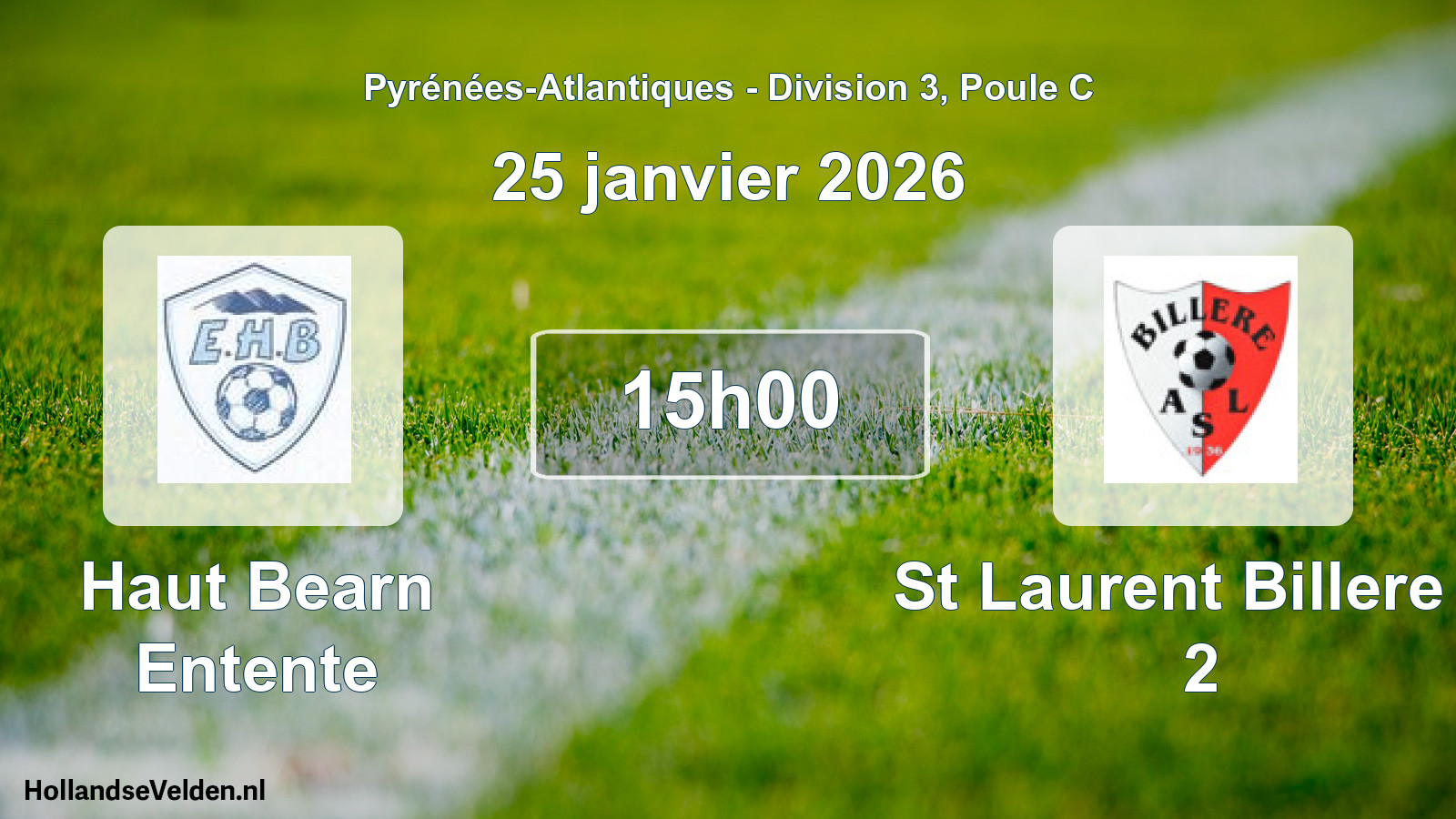 Geplande wedstrijd: Haut Bearn Entente - St Laurent Billere A 2 (25 janvier 2026)