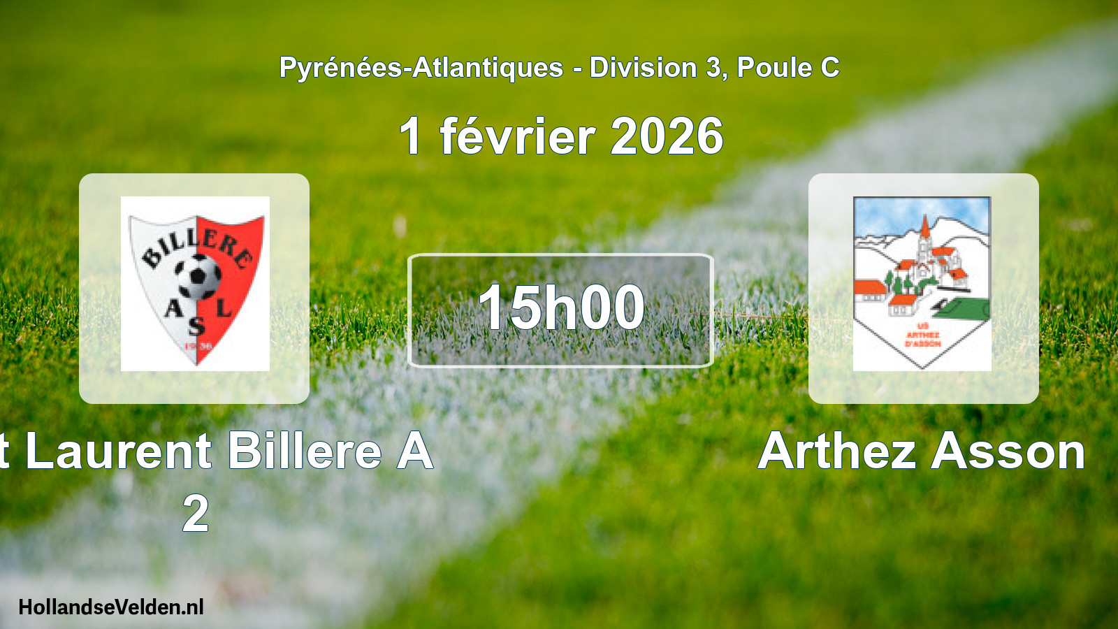 Geplande wedstrijd: St Laurent Billere A 2 - Arthez Asson (1 février 2026)
