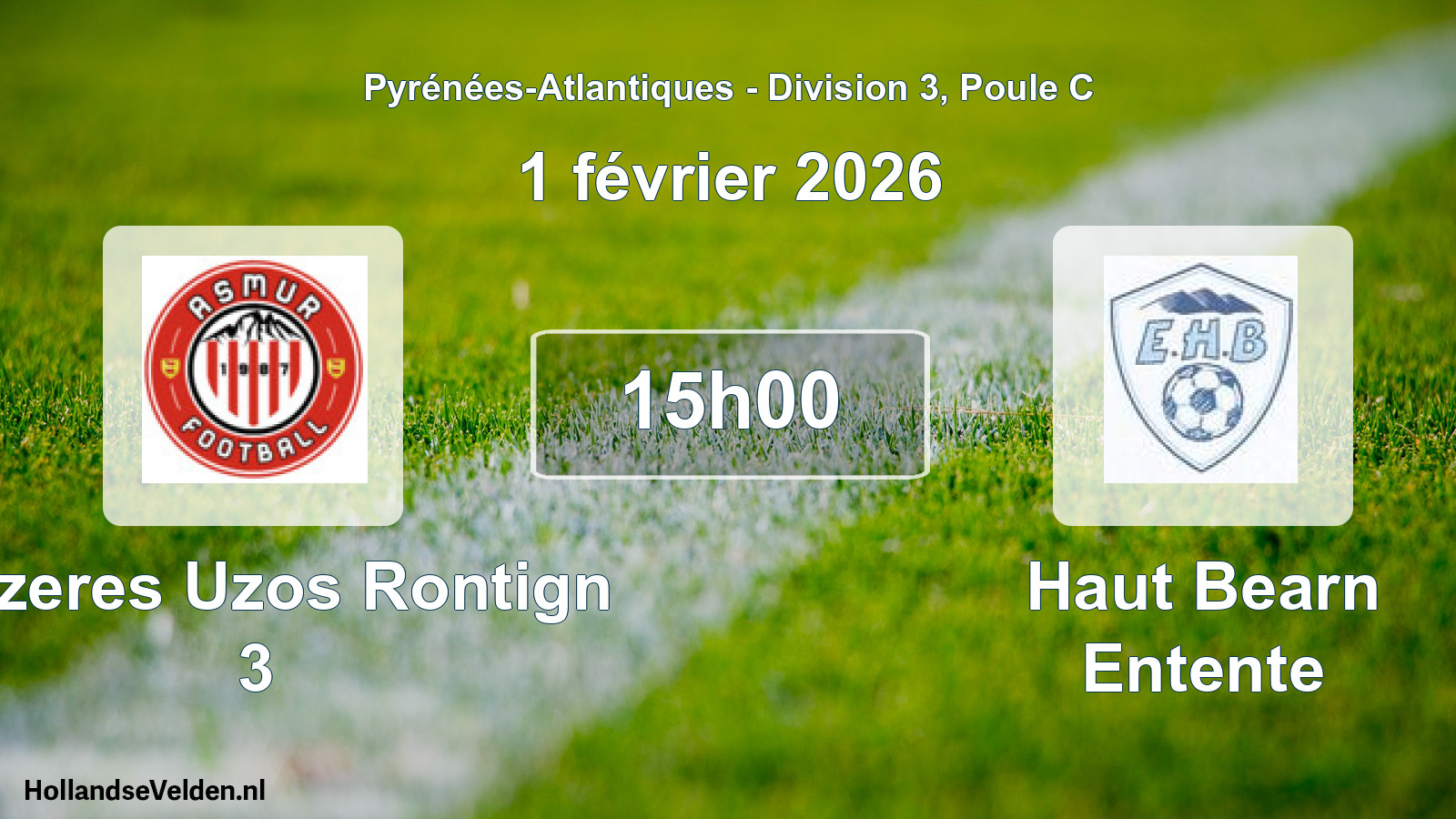 Geplande wedstrijd: Mazeres Uzos Rontign 3 - Haut Bearn Entente (1 février 2026)